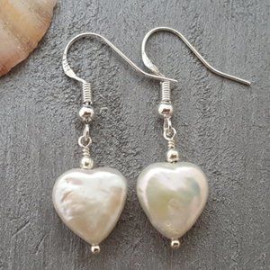 Natural Pearl Heart Earrings Women Jewelry Gift